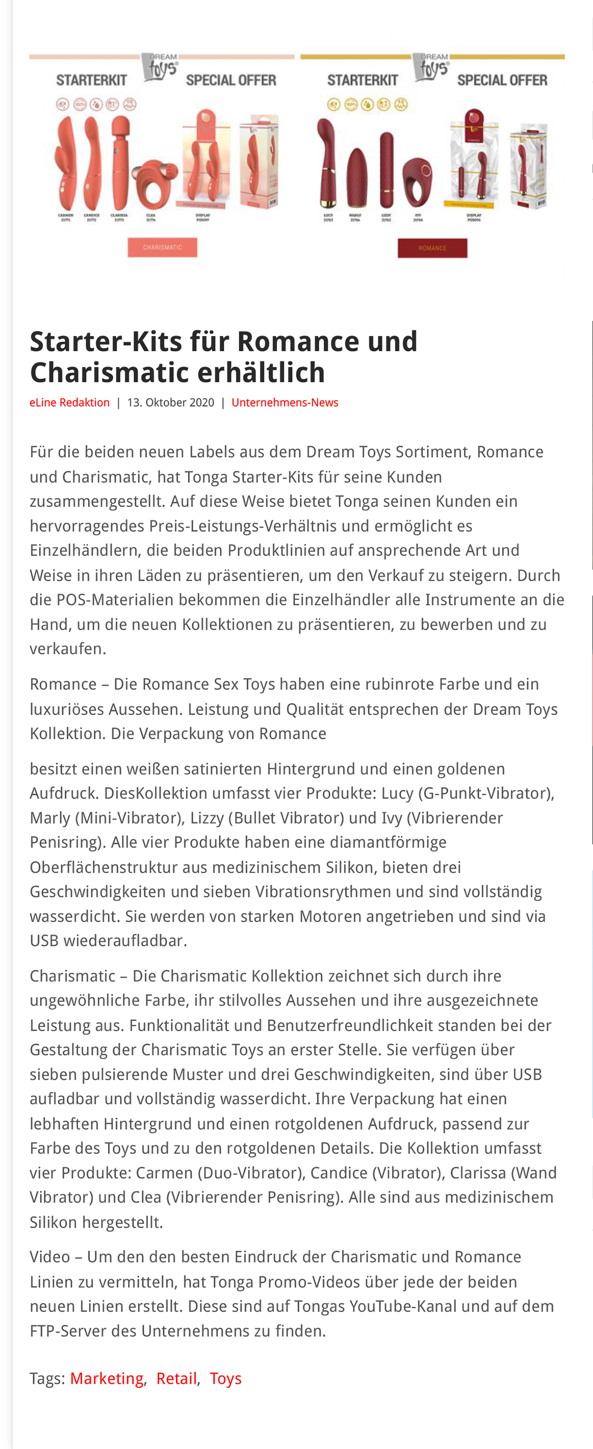 2020-10 eLine Online - Dream Toys Romance Charismatic